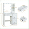 Vanity Dressing Table Makeup Desk with 6 Drawers And Dimmable LED Lighted Mirror