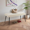 End of Bed Bench Upholstered Foot Stool Linen-Touch Ottoman Cream