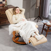 Recliner Chair with Footrest, Manual Reclining Armchair with Wooden Base, Beige