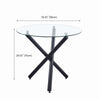 Round Clear Tempered Glass Black Metal Legs Dining Table Dining Room Living Room