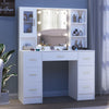 Modern Dressing Table Set with LED Mirror and 7 Drawers Wood Makeup Desk White