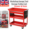 Upgraded Tool Storage Trolley 3 Tier Wheel Cart Shelf Drawer Garage Workshop UK