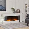 52'' LED Electric Fireplace Wall Mounted Stand Fire Flame Heater White Surround