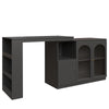 Multifunctional Storage Cabinet Kitchen Island with 360°Rotating Bar Table Black