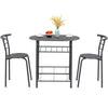 3 Pcs Compact Dining Room Set Kitchen Breakfast Bar Table with Storage Shelf