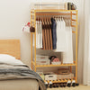 Clothes Rail Natural Bamboo Stand Coat Rack with Shoe Rack Wardrobe for Bedroom
