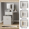 Modern Dressing Table Vanity Set with LED Mirror Stool Side Panel 2 Drawers