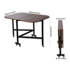 Brown Mobile Arc-edged Drop Leaf Table, Folding Kitchen Dining Table w/ 6 Wheels