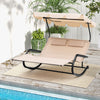 Outdoor 2-Person Double Rocking Chaise Lounge Swing Hammock Bed w/Canopy Pillows
