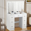 7 Drawers Dressing Table Makeup Desk Dresser with Mirror LED Light Bedroom White