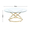 Living Room Large Cocktail Table Modern Clear Glass Round Coffee Table Desk 90cm