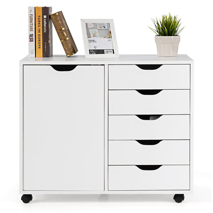 5-Drawer Modern Storage Cabinet Printer Stand Mobile Side Lateral Filing Cabinet