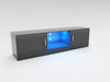 Black High Gloss 150cm TV Stand Cabinet with LED Lights 2 Doors for Living Room