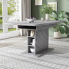 Extendable Dining Table Rectangular Kitchen Dining Room Table with Storage, Grey