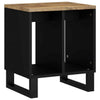 Solid Wood Side Table - Industrial-Style End Sofa Table with Metal Legs, T4U6