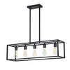 Matte Black 5-Light Chandelier Light Linear Lighting Hanging lamp Bar Restaurant