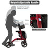 Folding Aluminum Walker Four Wheels Medical Rollator with Seat & Carrying Bag