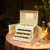 Mondeer 4 Tier Jewellery Box with Lock Mirror & 3 Drawers for Earring Necklace