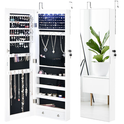 Mirrored Jewelry Storage Cabinet Lockable Wall Mounted Jewelry Box Organizer