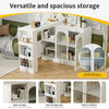 Multifunctional Storage Cabinet Kitchen Island with 360°Rotating Bar Table White