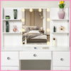 White Dressing Table with 10 LED Lights Mirror and Stool & 5 Drawers Vanity Set