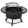 2-in-1 Wood Burning Fireplace Fire Bowl Outdoor Fire Pit with Swivel BBQ Grate