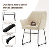 2PC Beige Dining Chair Velvet Padded Seat Dining Room Kitchen Chair Modern