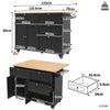 Kitchen Storage Trolley, Rolling Island Cabinet with Drop-Leaf Tabletop, Black
