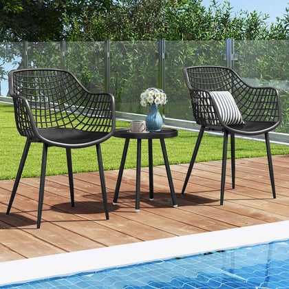 3 Pcs Metal Chair Set Indoor Outdoor Metal Furniture Set Bistro Set