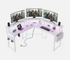 Flamaker L Shaped Gaming Desk with LED & Power Strip 150x150cm Computer Table