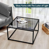 Glass Coffee Table With Storage Rectangle Modern Living Room Furniture Grey