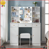 Vanity Dressing Table With LED Lighted Mirror Drawer 6 Open Shelves Makeup Desk