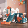 Kid Garden Swing Slide Climber Set Bus Driving Playset Basketball Playground Toy