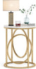 Modern Round End Table, Faux Marble Sofa Side Table Coffee Table Cocktail Table