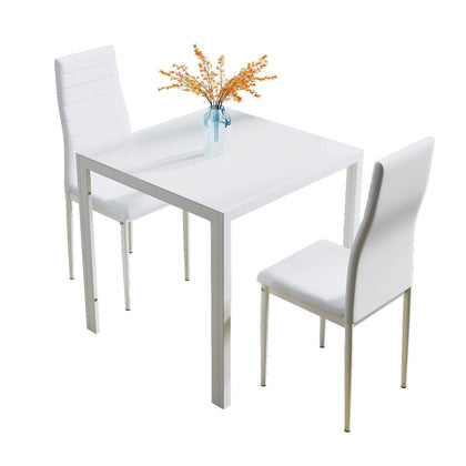 75cm Square Glass Dining Table Modern White Kitchen Table 2-4 Seater Dining Room