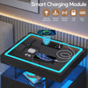Bedside Table with Charging Station, High Gloss Nigtstand with LED Lights