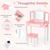 Kids Vanity Table & Chair Set Children Makeup Dressing Table with Mirror