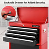 6 Drawer Rolling Tool Chest Combo Lockable Tool Cabinet with Wheels-Red