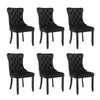 Set of 6 Velvet Dining Chairs with High Back Wooden Legs for Dining Room Kitchen