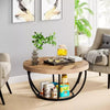 Tribesigns Round Coffee Table, 2-Tier Cocktail Table with Storage Shelves