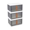 3PCS Collapsible Storage Bin Clear Plastic Box Container w/Lid &Wheels 2 Door