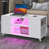 YITAHOME White High Gloss Coffee Table RGB LED & Adjustable Shelf 97.5×48×45cm