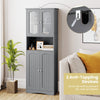 Tall Bathroom Grey Storage Cabinet Tempered Glass Door Pantry Cabinet