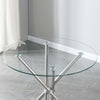 Round Glass Home Kitchen Dining Table 90cm top with Stainless Steel Metal Legs