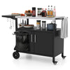 Outdoor BBQ Grill Cart with Stainless Steel Top Foldable Side Table Storage