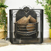 Black Ornate Scroll Three Fold Fireguard Fire Screen Spark Guard