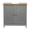 Grey Under Sink Pedestal Cabinet Cupboard Bathroom Storage Unit with 2 Doors