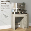 Dressing Table Vanity Desk with Mirror Stool Drawer Storage Makeup Table Wood
