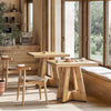 Square Dining Table for 4, 80cm Farmhouse Small Kitchen Table with Pedestal Base