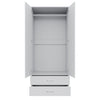 Bedroom White 2 Door 2 Drawer Wardrobe with Hanging Rail Large Storage Cupboards